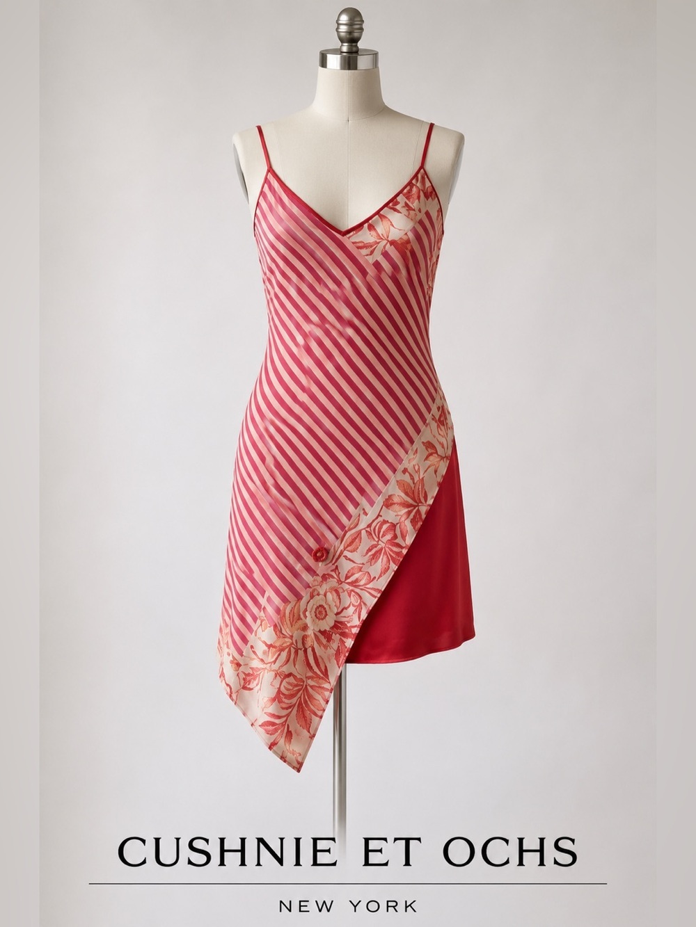 NWT Cushnie et Ochs Silk Asymmetric Cocktail Dress Red Pink Size 2
